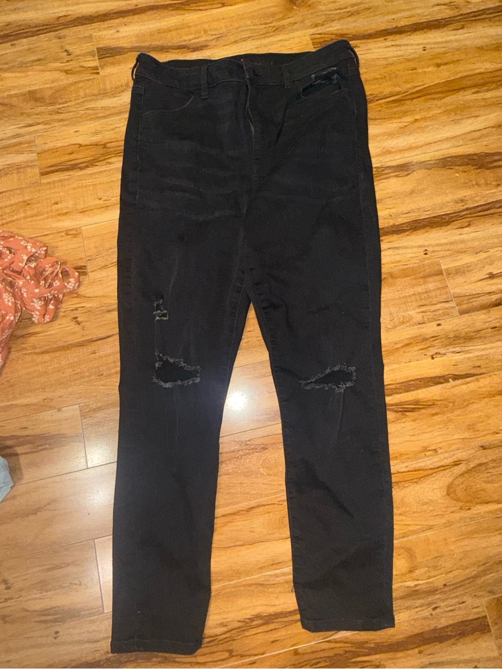 American Eagle Outfitters Black Slim Straight Distressed Jeans